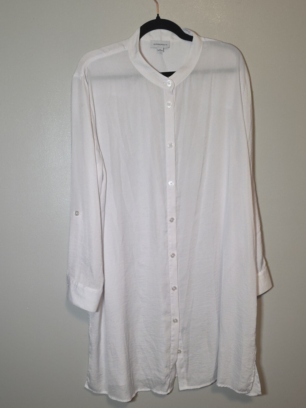 summersalt White Longline Button-Down Shirt Dress